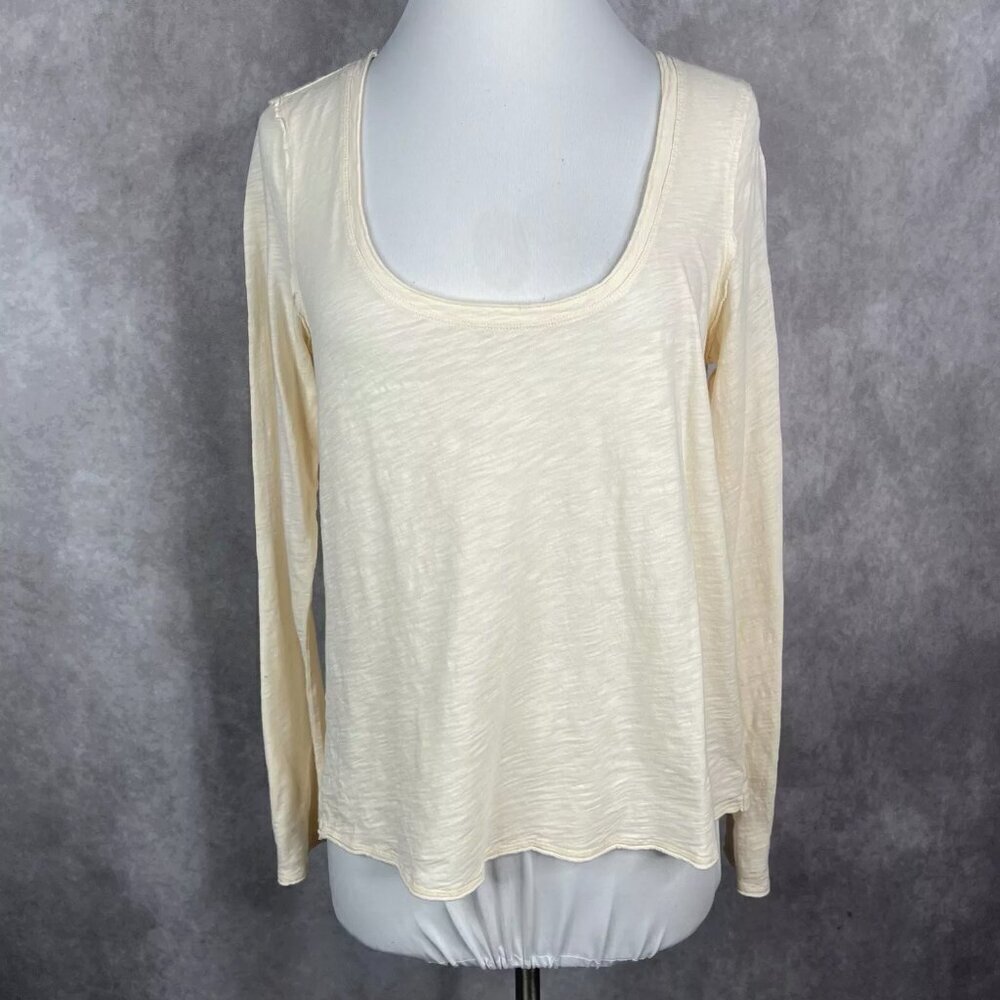 Daily Practice x Anthropologie Long Sleeve Scoop Neck Tee In Ivory Size S